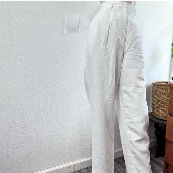 Vintage Amanda Smith Pure Linen white high rise pants size:10 - Picture 15 of 15